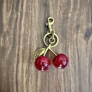 Cherry Keychain with Gold Accents